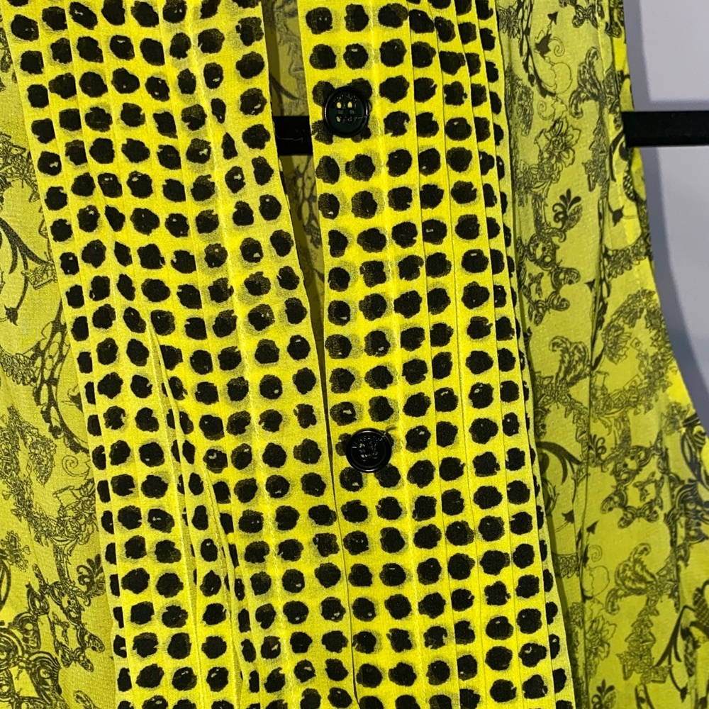 Versace Neon Yellow and Black Patterned Blouse - Picture 4 of 16